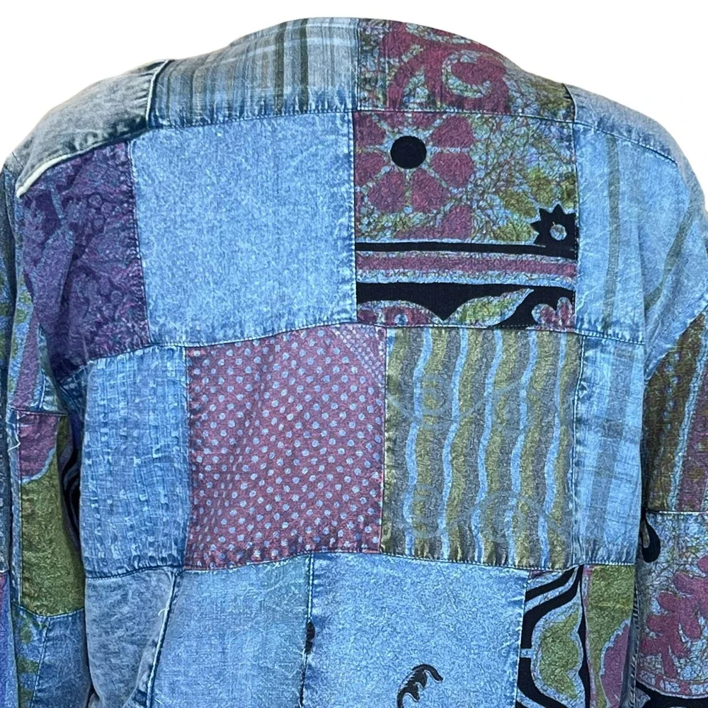 Sacred Threads Women’s Boho Art-to-Wear Patchwork Cotton Jacket Size Small